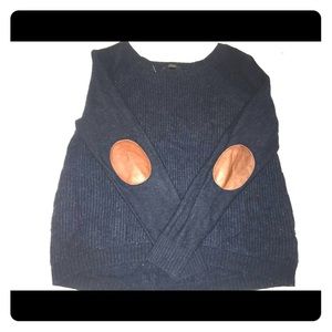 J. Crew - Navy sweater with brown elbow patches
